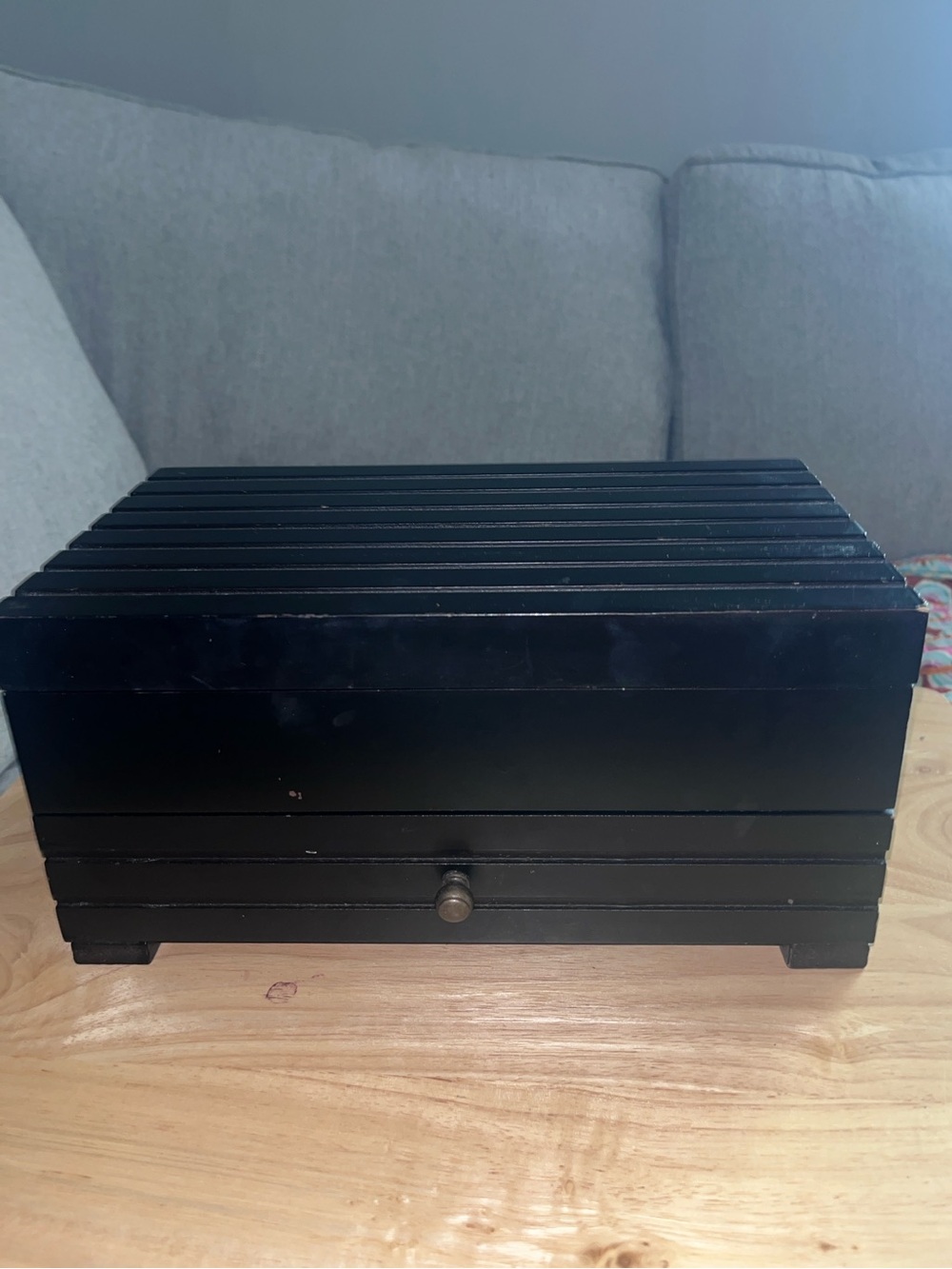 Dark Brown Wood Jewelry Box with Drawer